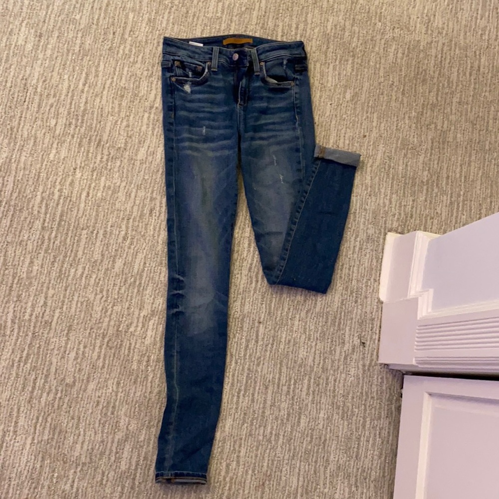 Joe’s slightly distressed skinny jeans